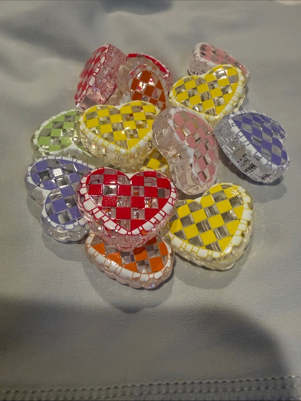 Heart Shaped Acrylic Beads -multi colored
